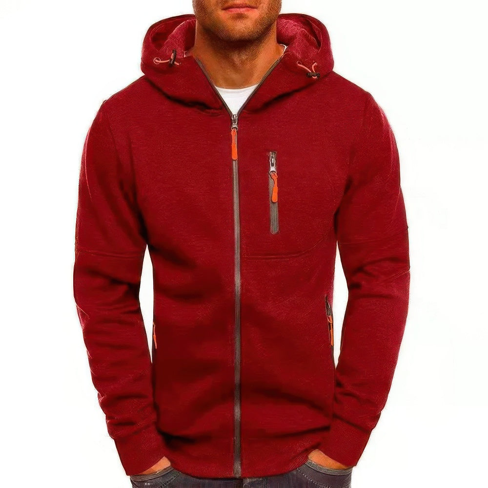"Liam vest heren met capuchon in sportief jacquard, effen kleuren, ritssluiting en zakken, ideaal voor sport en casual dagen.