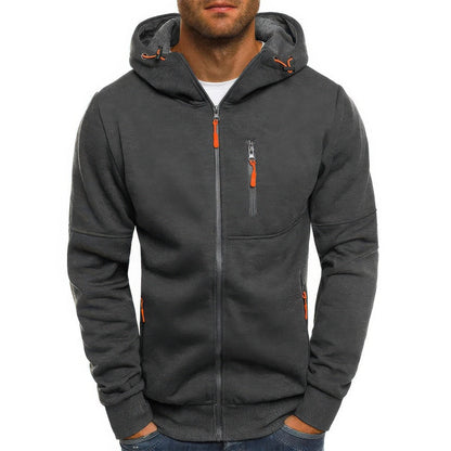 "Liam vest heren met capuchon in sportief jacquard, effen kleuren, ritssluiting en zakken, ideaal voor sport en casual dagen.