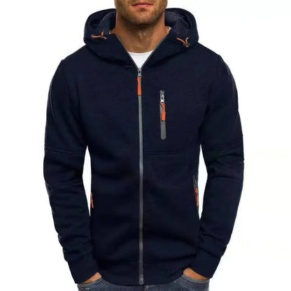 "Liam vest heren met capuchon in sportief jacquard, effen kleuren, ritssluiting en zakken, ideaal voor sport en casual dagen.
