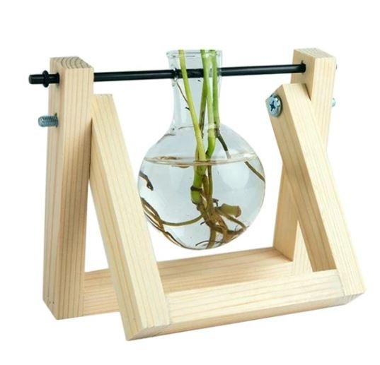 Begin met stekken! Complete kweekset met 3 glazen potjes en houten houder voor jouw groene project in huis.