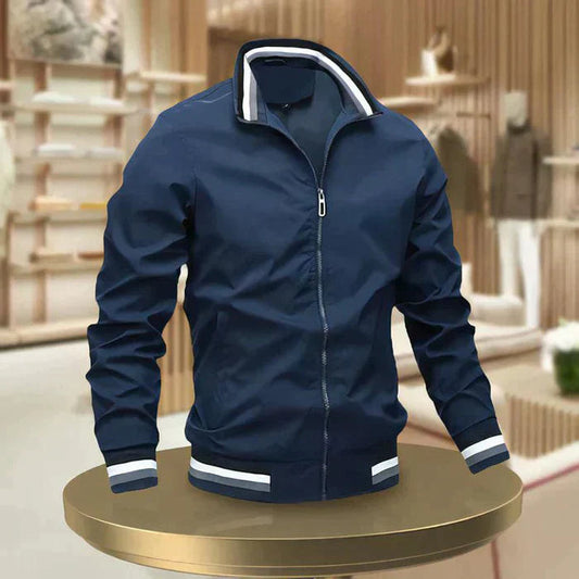 "Lichtgewicht ademende heren zomerjas in blauw, elegant design, ideaal voor casual en formele zomeroutfits"