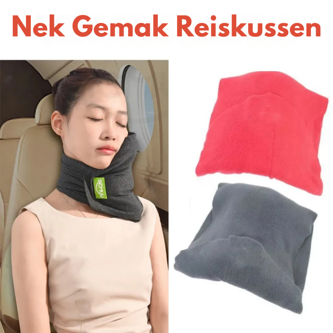 Nekondersteunend reiskussen voor comfortabel slapen in vliegtuig, trein of auto. Ergonomisch design.