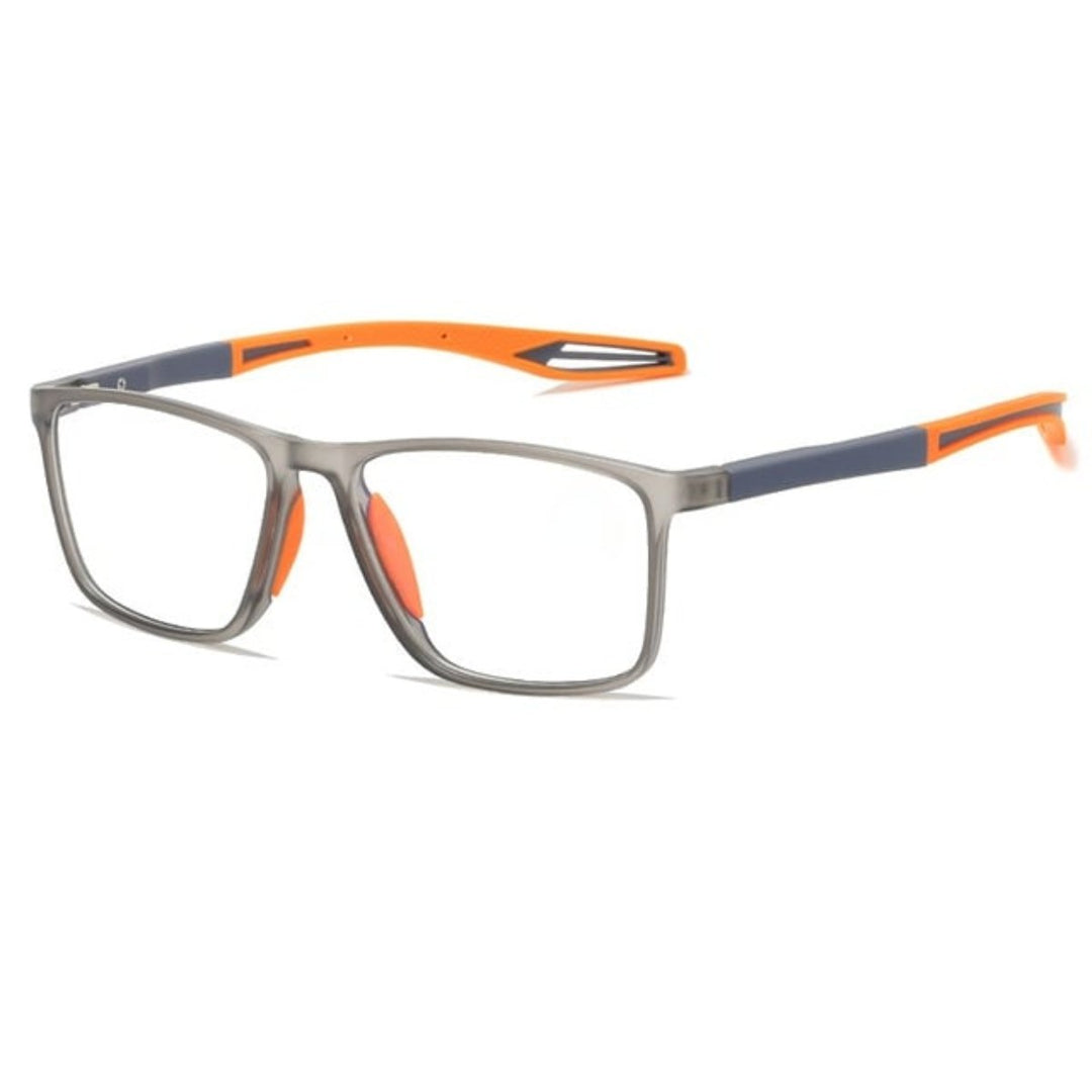 Trendy blauwe ClearSight leesbril voor dames; lichtgewicht polycarbonaat, multifocaal en comfortabel.