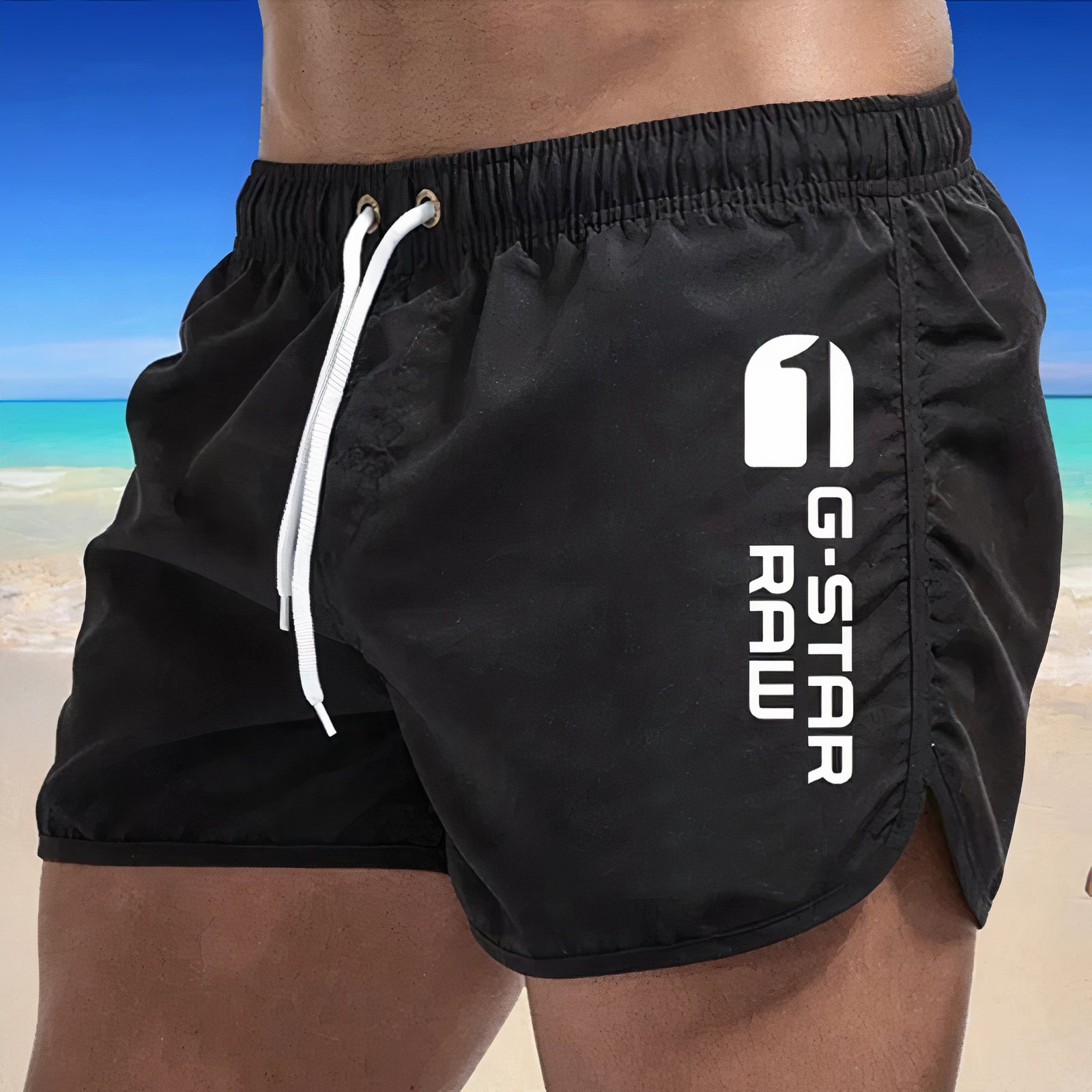 "Lichtgewicht sneldrogende heren zwembroek met elastische taille en stijlvolle snit, geschikt voor strand en sportactiviteite