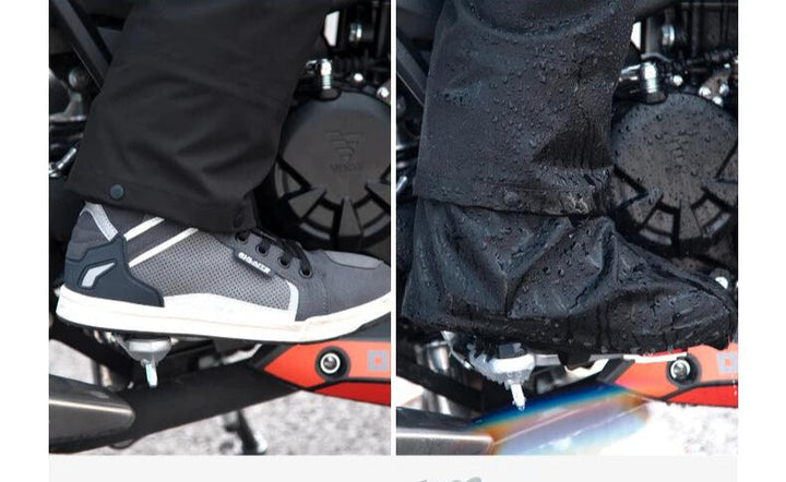 Gesealde naden en waterdichte ritsen van het unisex regenpak, garanderen stormbestendige bescherming. Lichtgewicht design.
