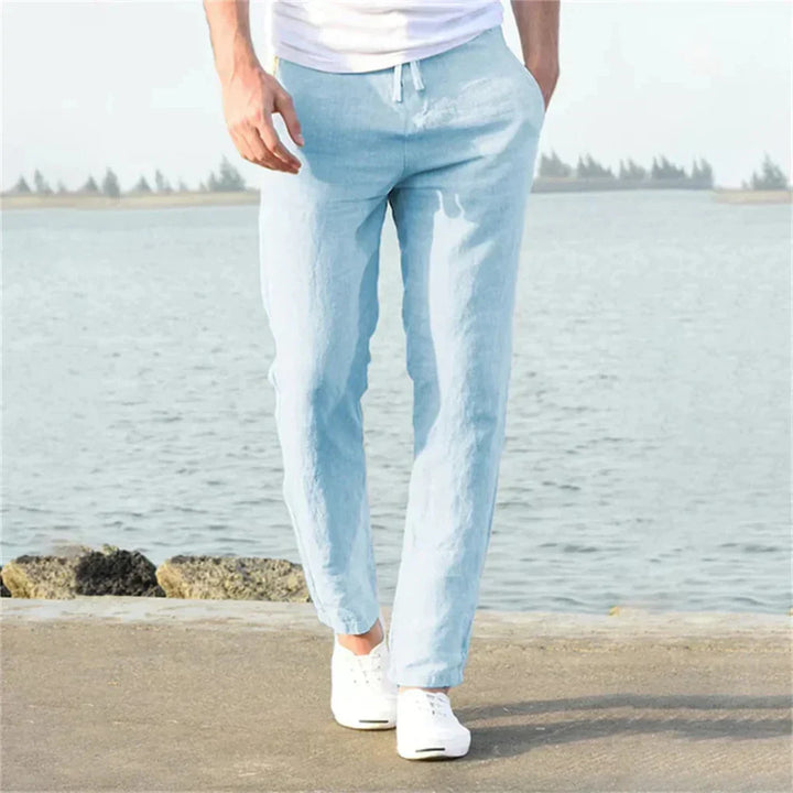 Lichtgewicht casual linnen broek voor heren. Ideaal voor zomer, vakantie of een ontspannen dagje strand.