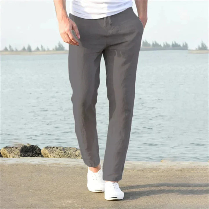 Casual heren linnen zomerbroek, ademend en comfortabel. Geschikt voor strand, vakantie en warme zomerdagen.