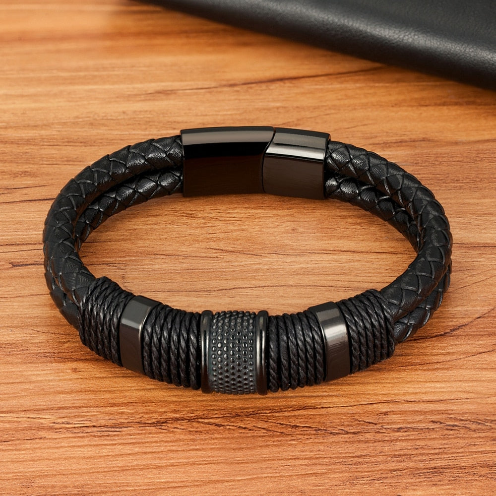 Mannen armband van hoogwaardig geweven leer, een must-have accessoire voor elke man.