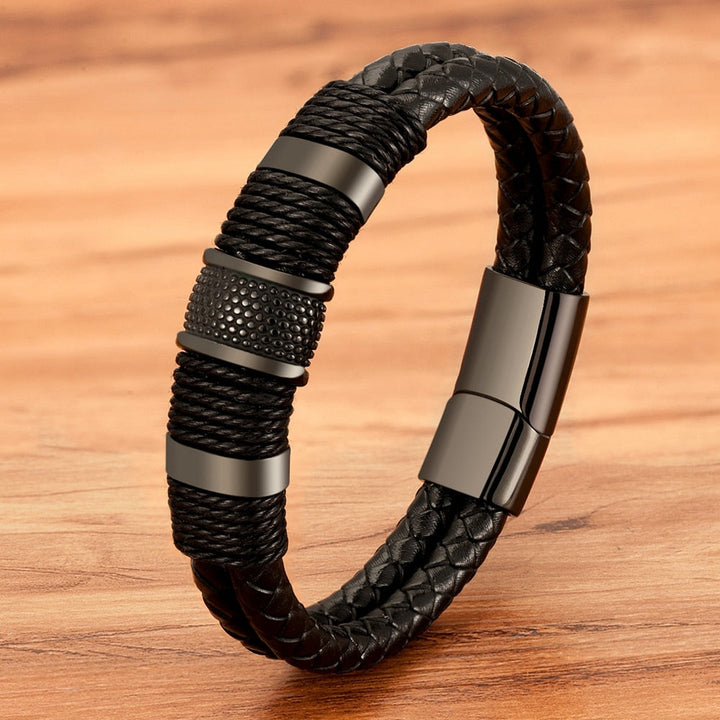 Comfortabele geweven leren armband voor mannen, een stijlvolle accessoire perfect voor heren.
