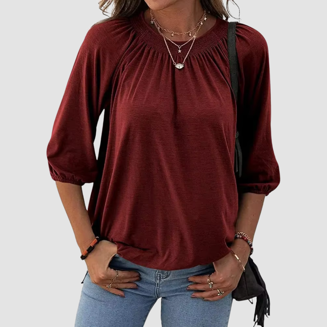 Loose-fit dames top met halve mouwen, ronde hals en stijlvolle patchwork details, ademend polyester, in diverse kleuren.