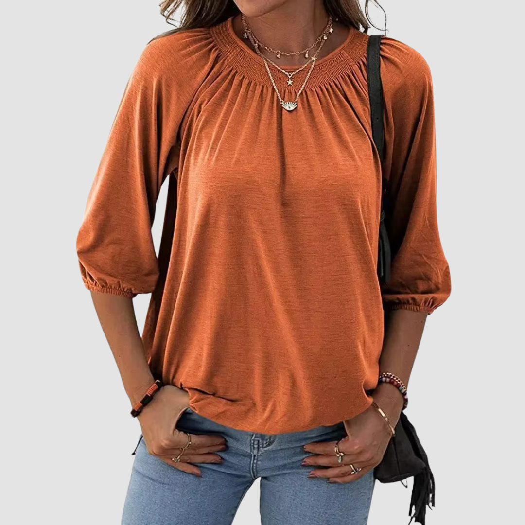 Loose-fit dames top met halve mouwen, ronde hals en stijlvolle patchwork details, ademend polyester, in diverse kleuren.