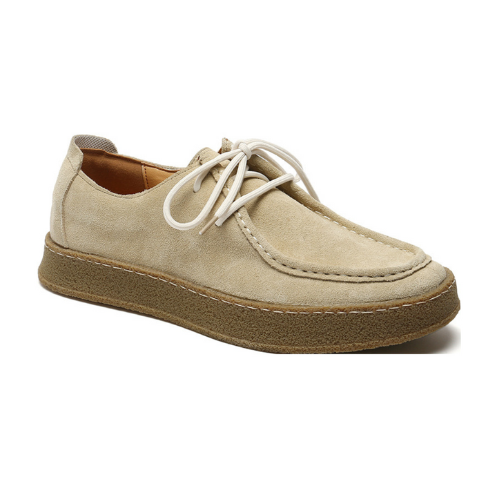 Elegante heren veterschoenen in beige, perfect voor een verzorgde casual look of een stijlvolle stadsoutfit.