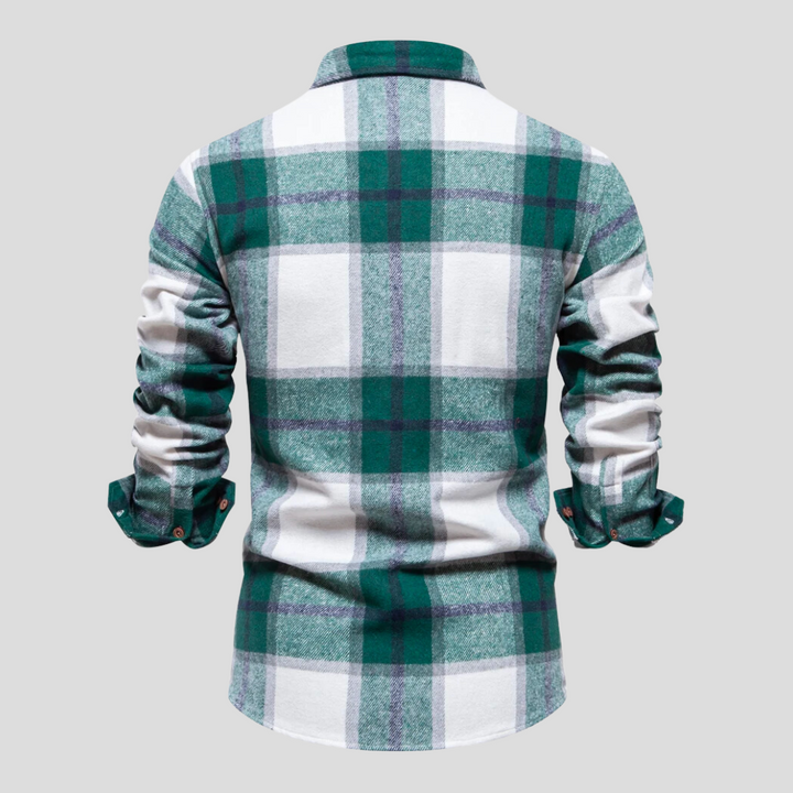 Geruit heren overshirt met tijdloze ruitprint. Comfortabel, warm en veelzijdig voor herenmode.