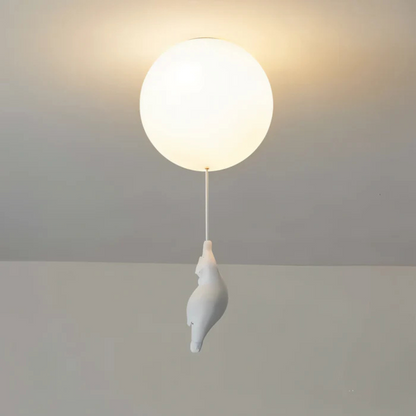 "Luchtballon hanglamp van wit acryl en hars met LED, creëert magische sfeer in kinder- en slaapkamers voor dromerige verlicht