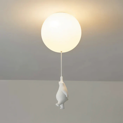 "Luchtballon hanglamp van wit acryl en hars met LED, creëert magische sfeer in kinder- en slaapkamers voor dromerige verlicht