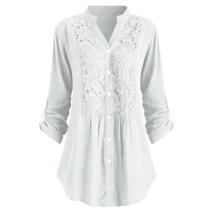 "Luchtige lange blouse met pofmouwen, zomereditie, vrouwelijk ontwerp voor veelzijdige stijl, frisse kleuren."