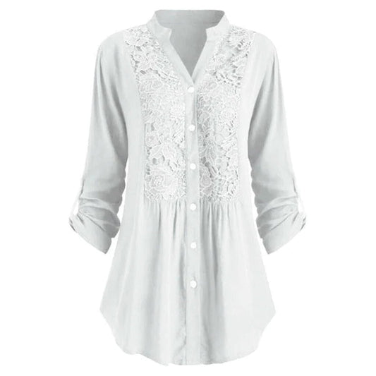 "Luchtige lange blouse met pofmouwen, zomereditie, vrouwelijk ontwerp voor veelzijdige stijl, frisse kleuren."