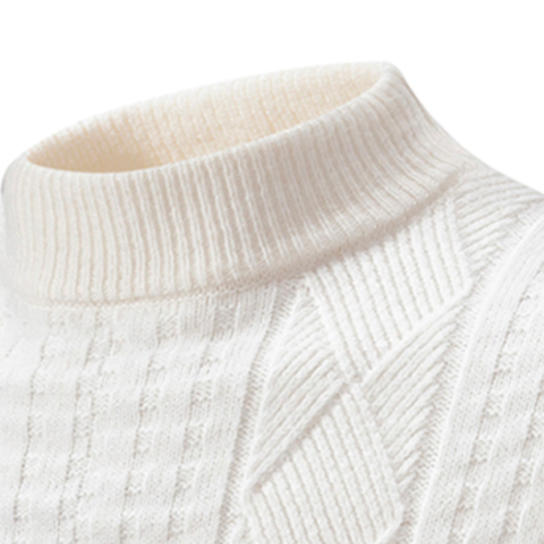Stijlvolle geribbelde heren trui met hoge kraag. Perfecte warme wintertrui voor casual & zakelijke gelegenheden.