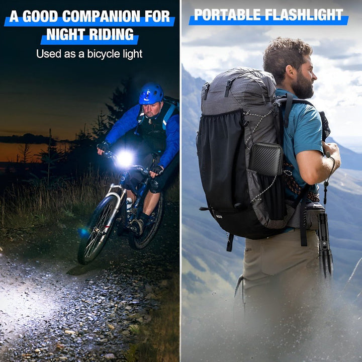 Robuuste waterdichte aluminium LED zaklamp, geschikt voor alle outdoor omstandigheden en noodsituaties.