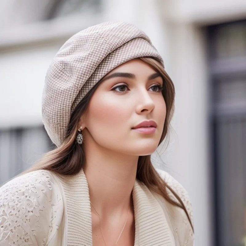 Chique damesmuts van zachte wolmix, perfect als warm en stijlvol winteraccessoire.