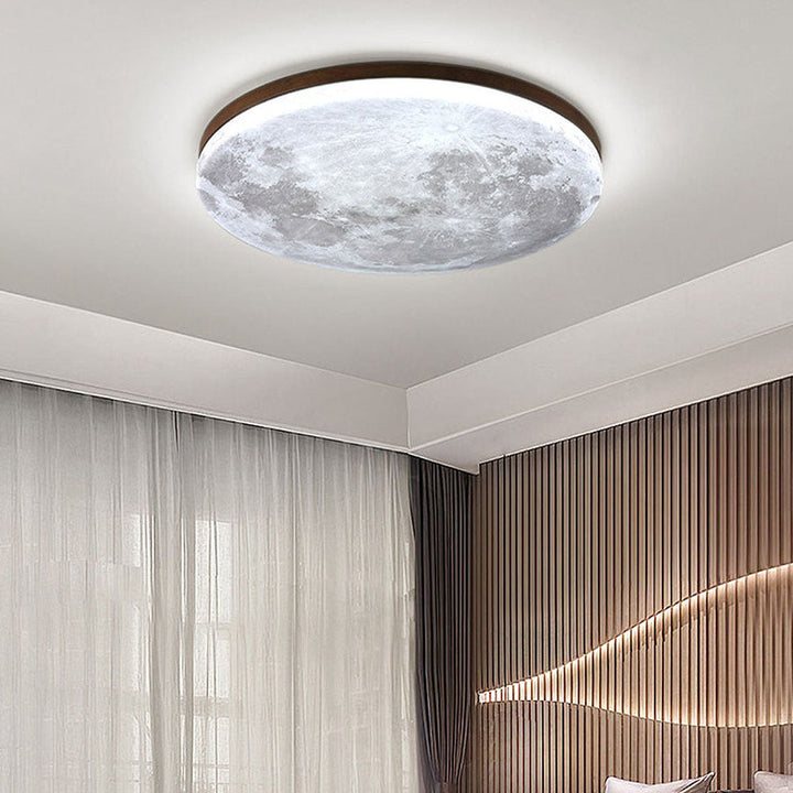 Ronde maanlamp plafondlamp, instelbare LED kleuren (wit, warm, neutraal) met indrukwekkend 3D effect.