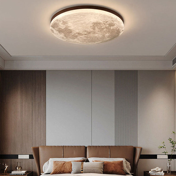 Plafond maanlamp met 3D illusie, dimbare LED verlichting voor een rustgevende en moderne ruimte.