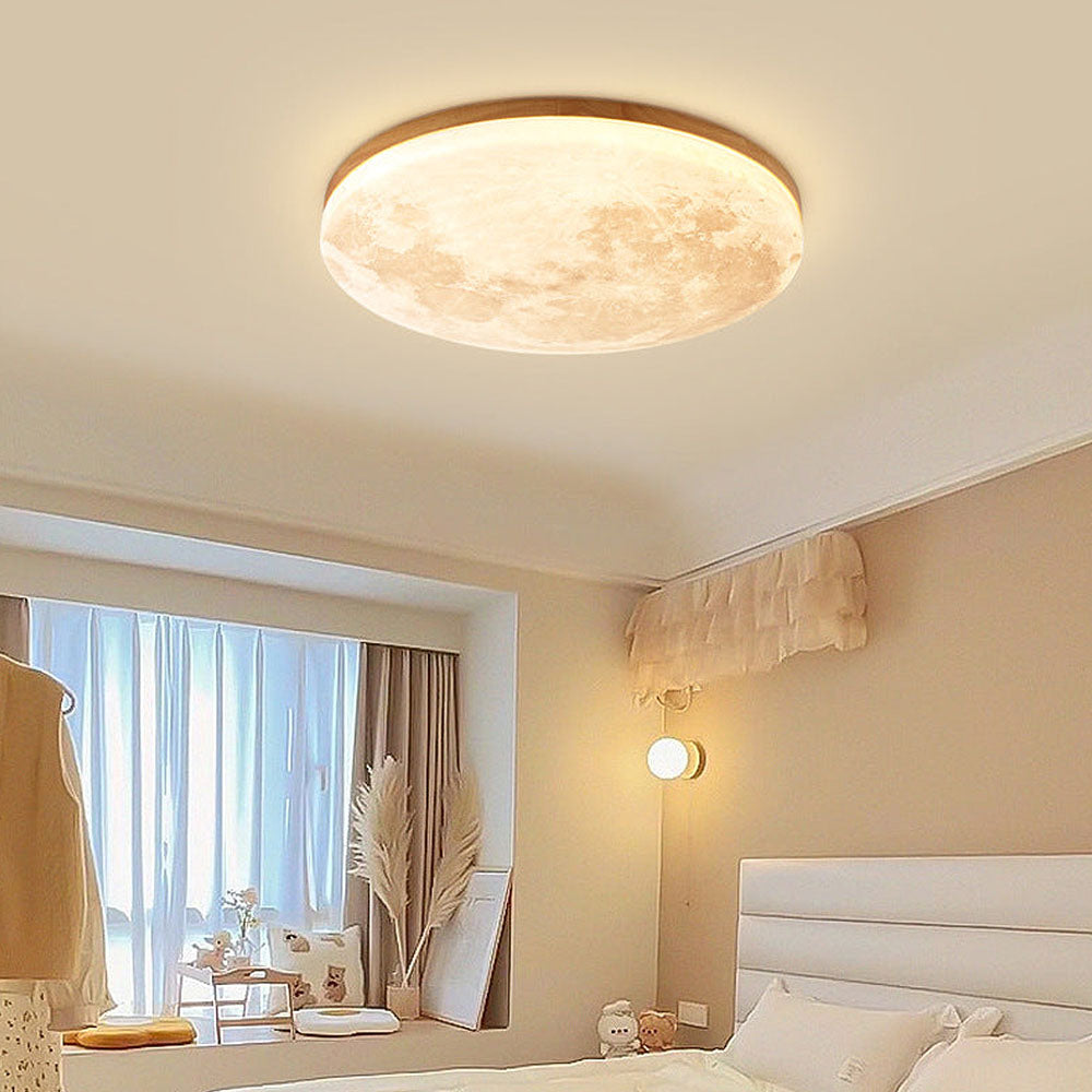 Maanlamp plafondlamp met LED verlichting, sfeervol 3D effect voor slaapkamer.