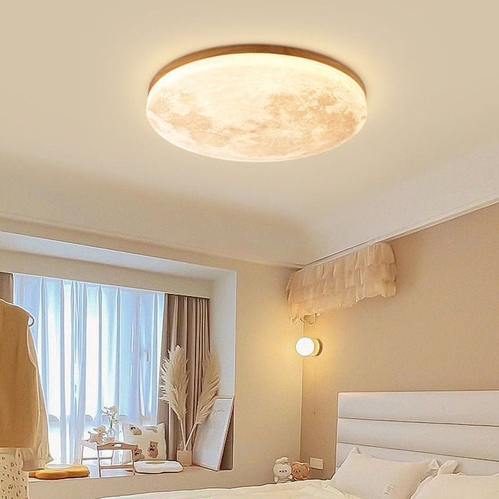 Maanlamp plafondlamp met LED verlichting, sfeervol 3D effect voor slaapkamer.