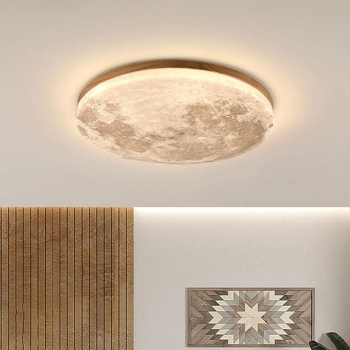 Compacte maanlamp plafondlamp, modern design, dimbare LED verlichting met betoverend 3D effect.