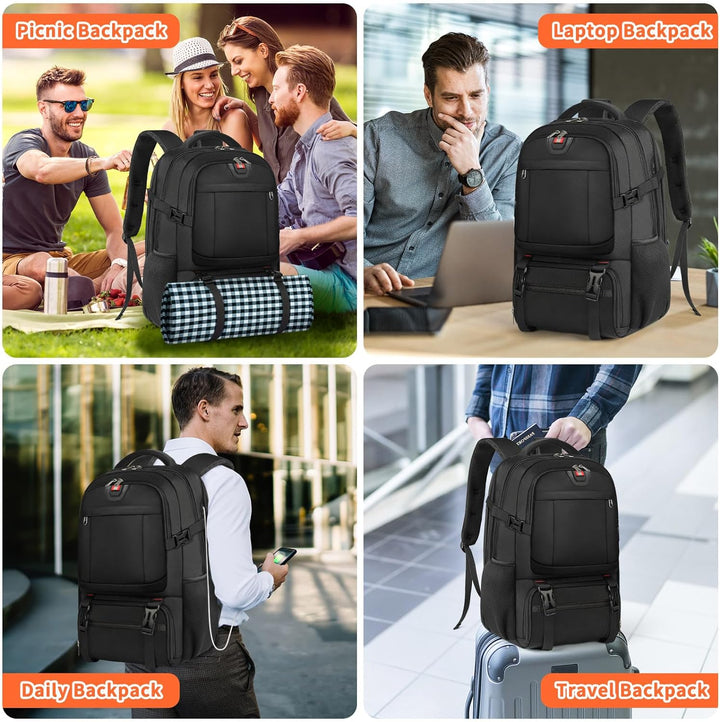 Unisex werkrugzak of schooltas met laptopvak, geïsoleerd lunchvak en USB-oplaadfunctie. Comfortabele dagrugzak.