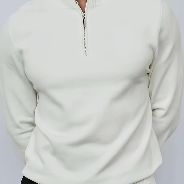 Praktische heren coltrui met halve rits. Duurzame 4 seizoenen kleding met een moderne touch.