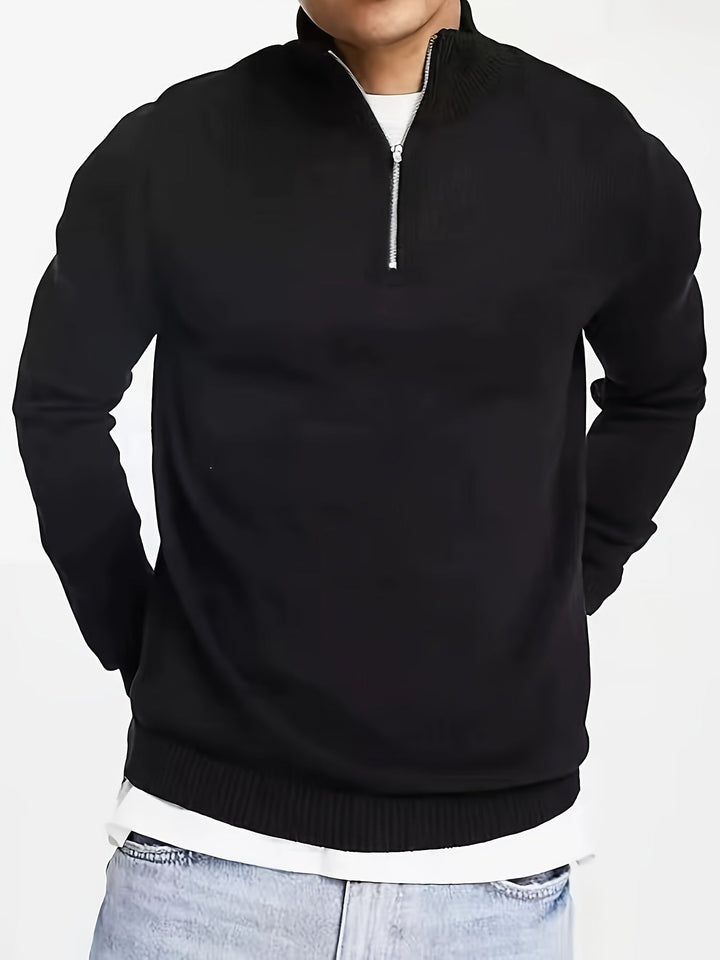 Heren casual trui met halve rits en col. Comfortabele, moderne pasvorm voor alle seizoenen.