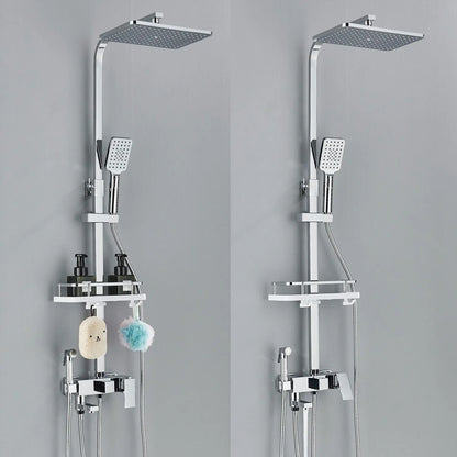 "Luxe AquaFlow doucheset met messing mengkraan en regen douchekop, glimmende chroomafwerking, elegant ontwerp."
