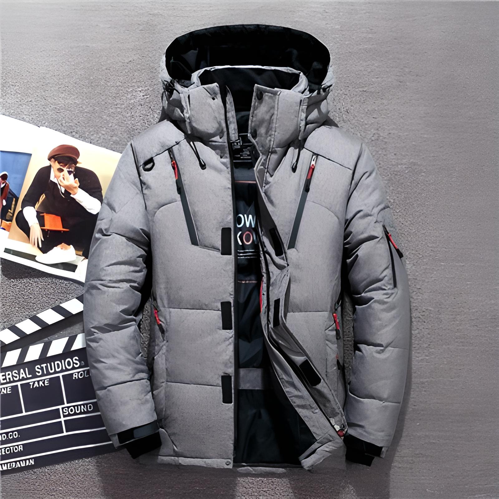 "Luxe heren parka winterjas, zwarte kleur, softshell, uitstekende isolatie, stijlvol ontwerp voor koude stads- en buitenactiv
