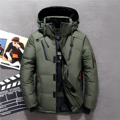 "Luxe heren parka winterjas, zwarte kleur, softshell, uitstekende isolatie, stijlvol ontwerp voor koude stads- en buitenactiv