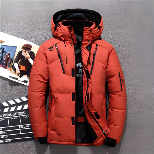 "Luxe heren parka winterjas, zwarte kleur, softshell, uitstekende isolatie, stijlvol ontwerp voor koude stads- en buitenactiv