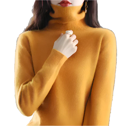 "Luxe kasjmier coltrui voor dames, elegant ontwerp, 100% kasjmier, avocadogroen, herfst-winter, warm en stijlvol."