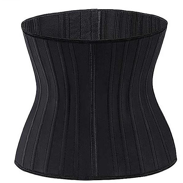 "Luxe latex taille trainer met stalen baleinen, ademend katoen en verstelbare sluiting voor effectieve ondersteuning."