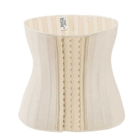 "Luxe latex taille trainer met stalen baleinen, ademend katoen en verstelbare sluiting voor effectieve ondersteuning."