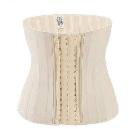 "Luxe latex taille trainer met stalen baleinen, ademend katoen en verstelbare sluiting voor effectieve ondersteuning."