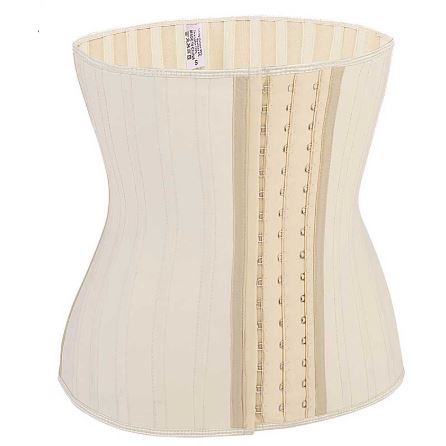 "Luxe latex taille trainer met stalen baleinen, ademend katoen en verstelbare sluiting voor effectieve ondersteuning."