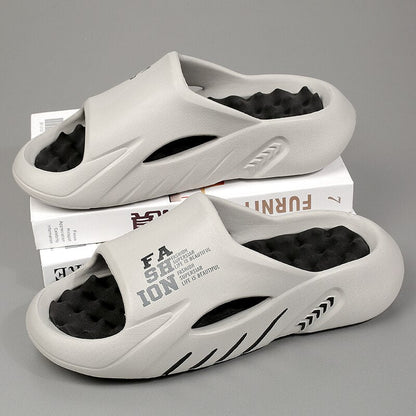 "Luxe orthopedische badslippers heren, grijs, antislip, ergonomisch ontwerp, drukpuntencomfort, ideaal binnen en buiten."