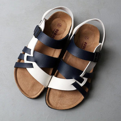 "Luxe orthopedische herensandalen van echt leer met verstelbare klittenbandsluiting en antislipzool, stijlvolle look."