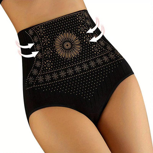 "Luxe shapewear, goud detail, slanke taille, platte buik, comfortabel, ademend, onzichtbaar onder kleding, elegant design."