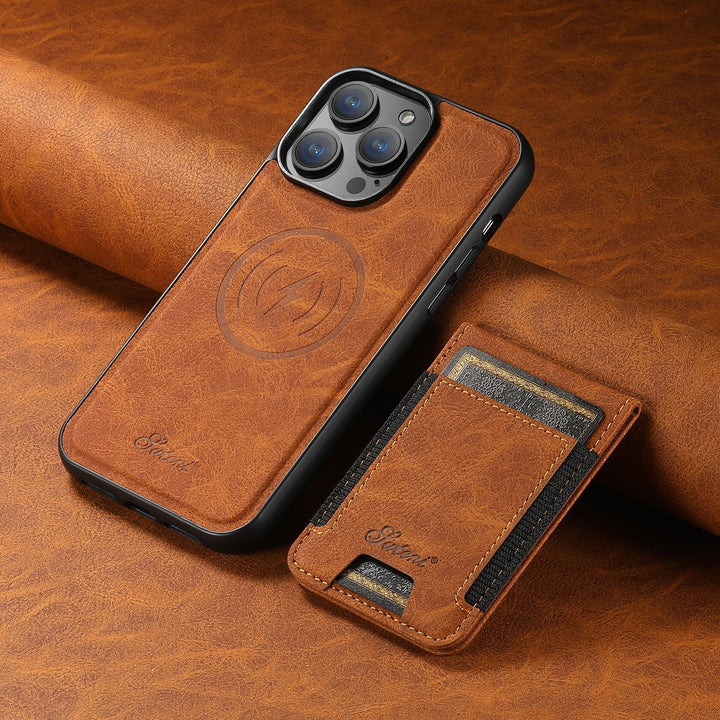 Luxe iPhone hoesje (mvb26) met kaarthouder, magnetische standaard & MagSafe. Stijlvolle bescherming voor je telefoon.
