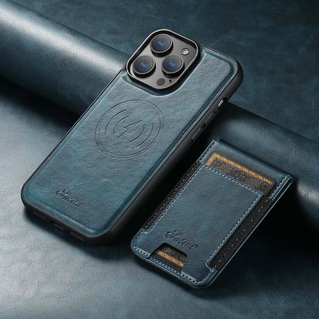Stijlvol iPhone hoesje met kaarthouder & magnetische standaard. Volledige bescherming en gemak voor jouw smartphone.