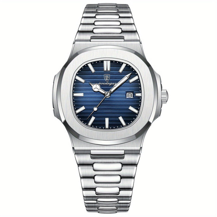 Stijlvol herenhorloge met krasbestendig glas en quartz uurwerk. Tijdloze, elegante herenmode accessoire.