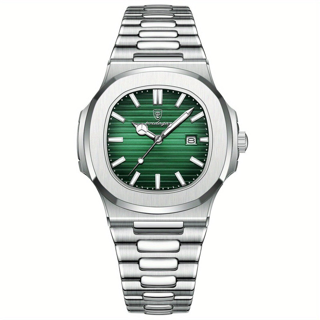 Elegant herenhorloge met een robuust ontwerp, krasbestendig glas en waterbestendig. Perfecte herenmode-item.