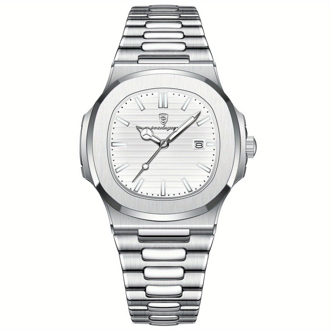 Man draagt stijlvol herenhorloge, toont de pasvorm en elegantie. Krasbestendig glas en waterbestendig. Robuust.