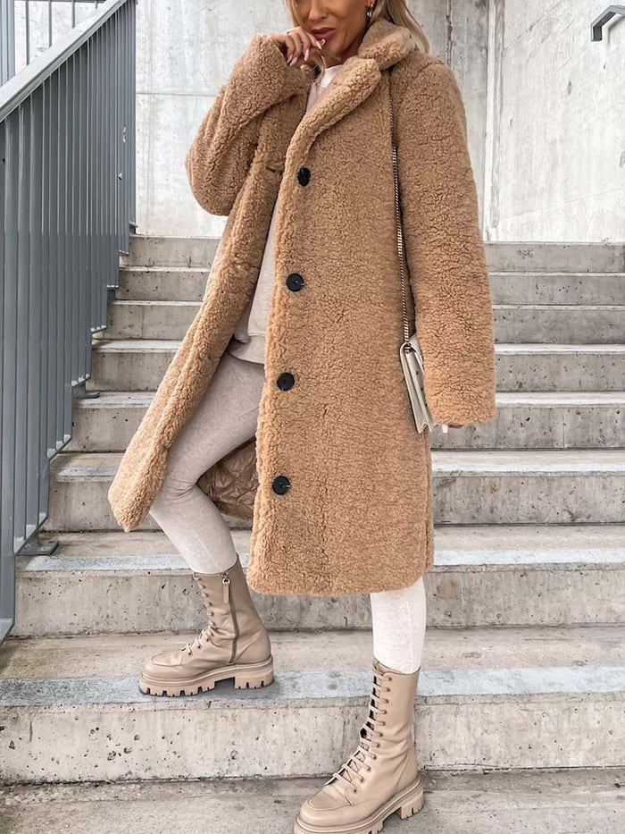 Stijlvolle winterjas: lange teddy damesjas, warm en modieus, voor elke gelegenheid.